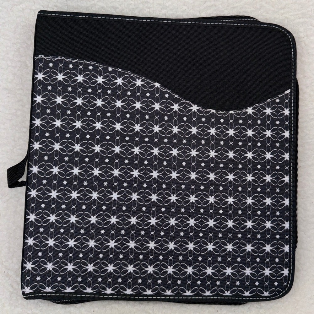 Creative Memories Scrapbook Tool Organizer Case Black Pink Floral Zip Binder